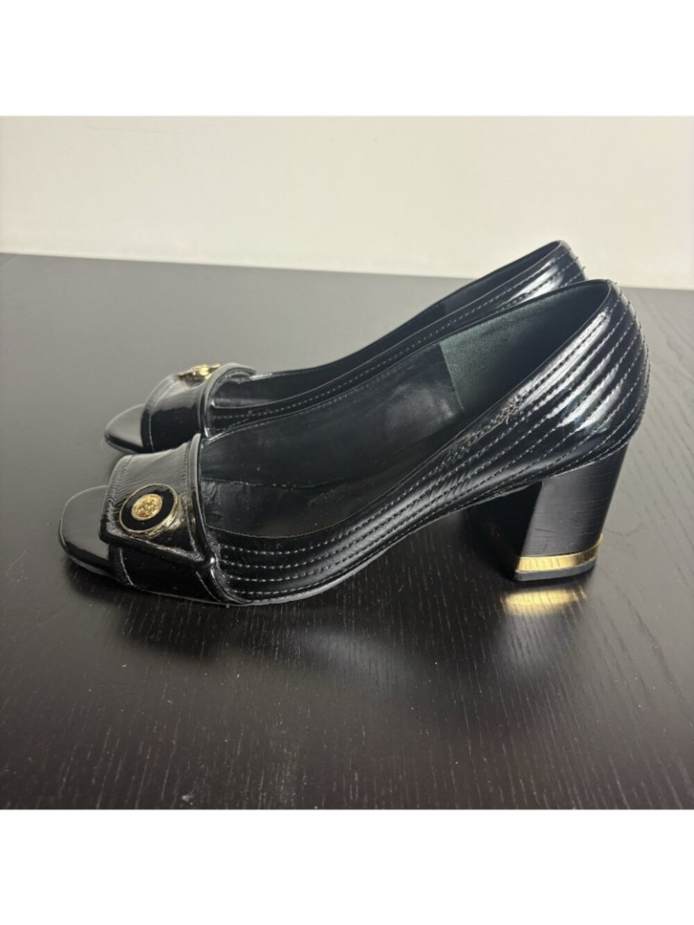 TORY BURCH Womens Size 9.5M Classic Black Open Toe Patent Leather Heels - Picture 2 of 12